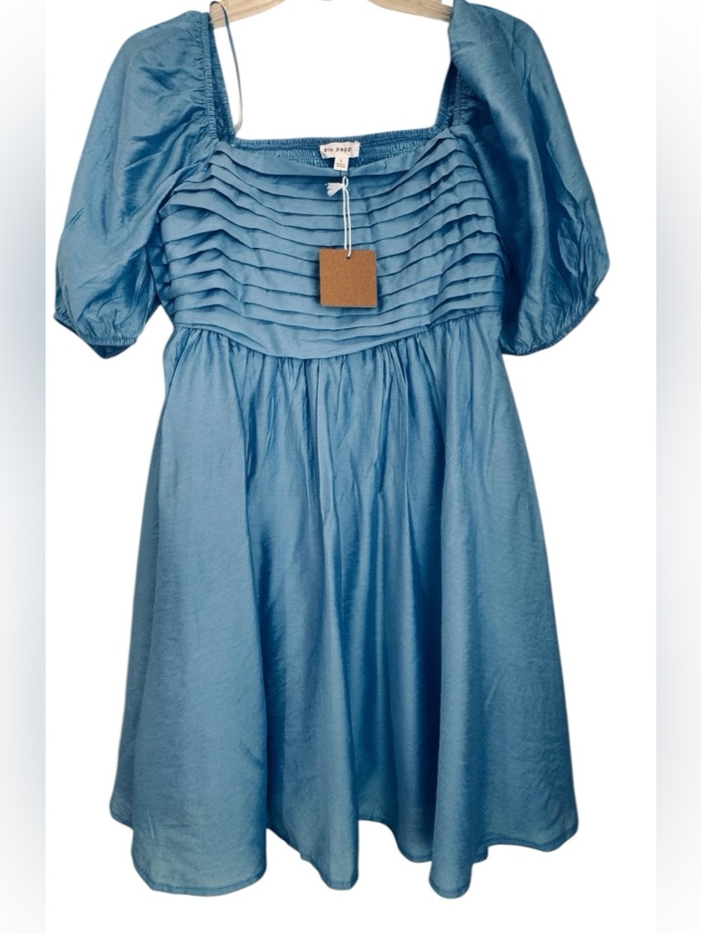 Blu Pepper Sky Blue Puff-Sleeve Mini Dress NWT - Picture 2 of 6